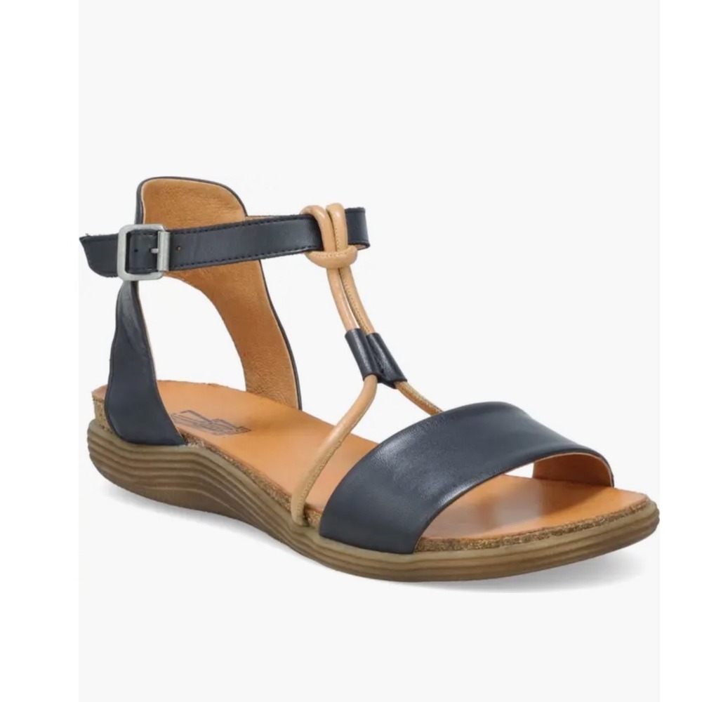 Miz Mooz Navy and Tan Leather Sandals